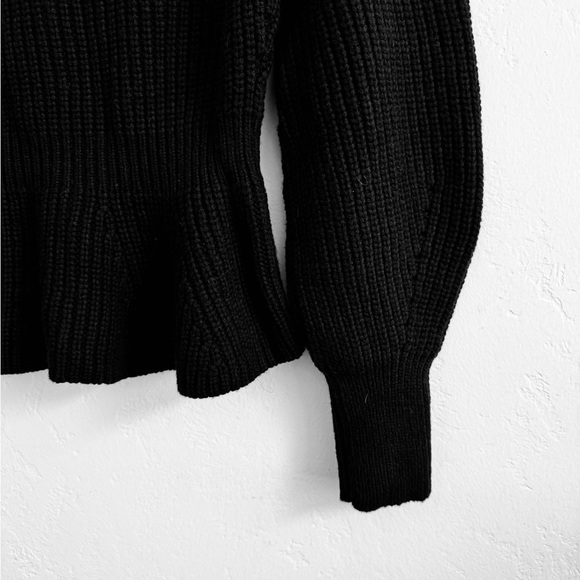 Banana Republic NWT Black Medium / Heavy  Chunky Knit Long Sleeve Peplum Sweater - Picture 9 of 10